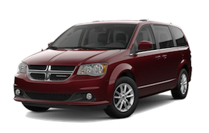 An octane red Dodge Grand Caravan SXT