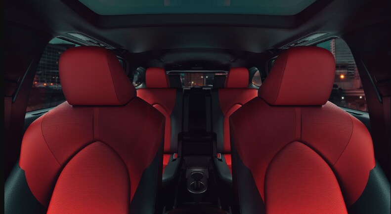 Passenger seats in red leather