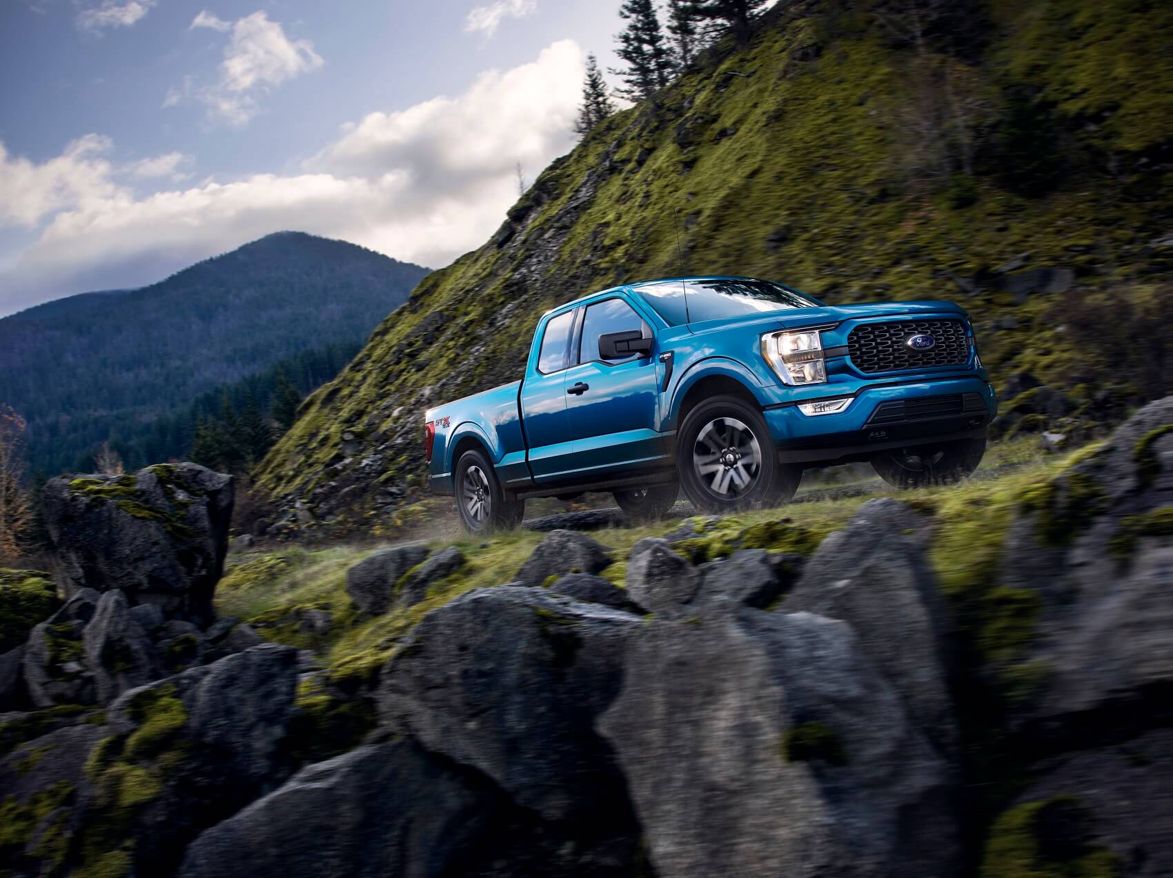 Ford F150 in Blue on Hill