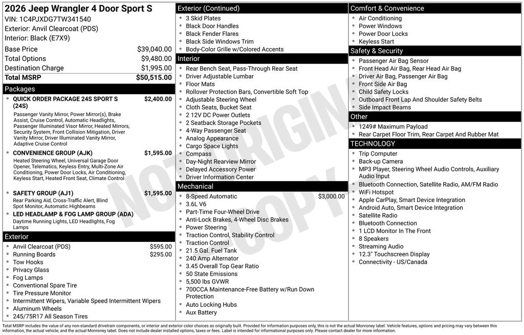 New 2026 Jeep Wrangler Sport SUV
