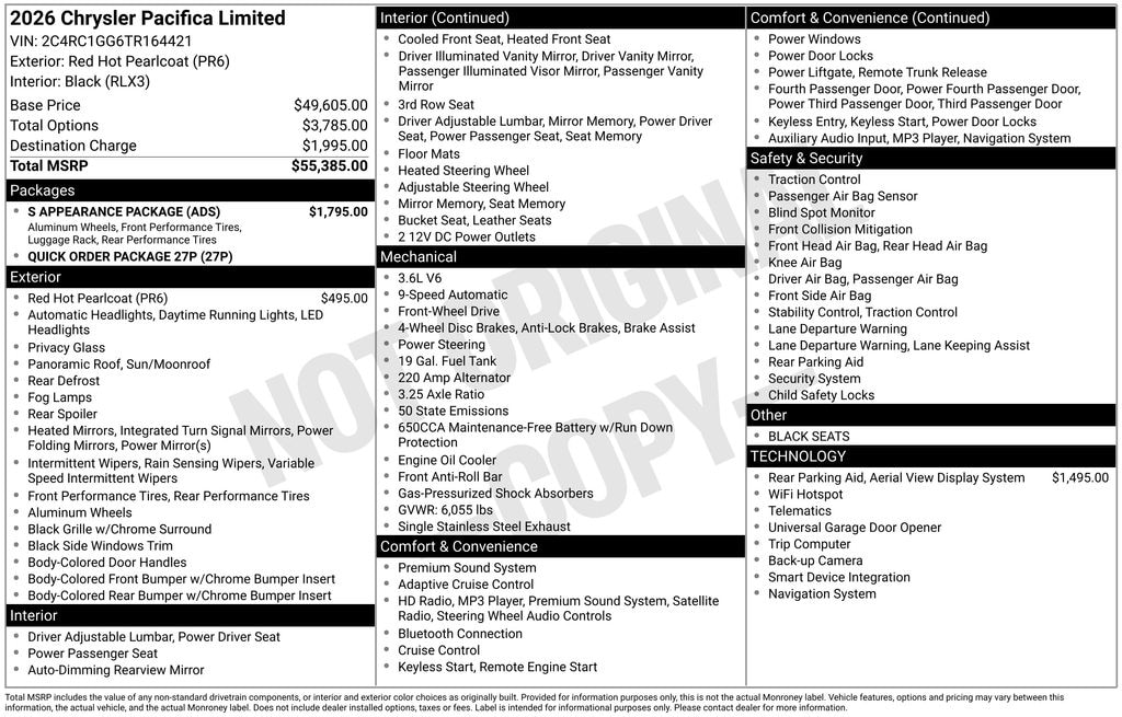 New 2026 Chrysler Pacifica Limited Van Passenger Van