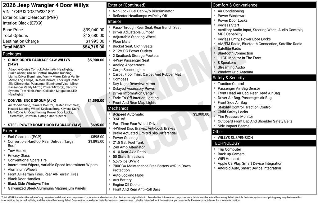 New 2026 Jeep Wrangler Sport SUV