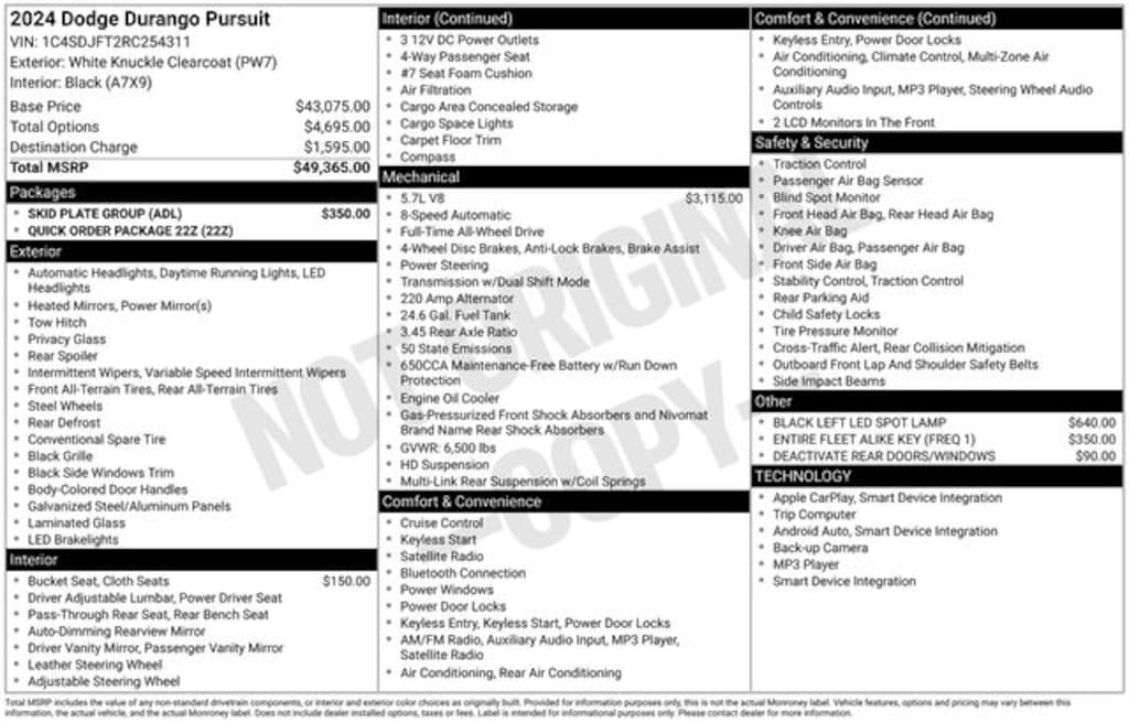 New 2024 Dodge Durango Pursuit SUV
