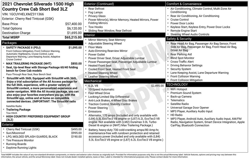 2021 Chevrolet Silverado 1500 High Country Cherry Red Tintcoat at Auto Express Rt. 8