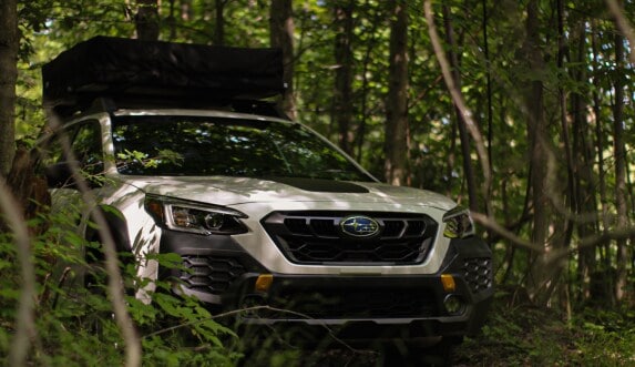 Subaru with closed Tent on the roof