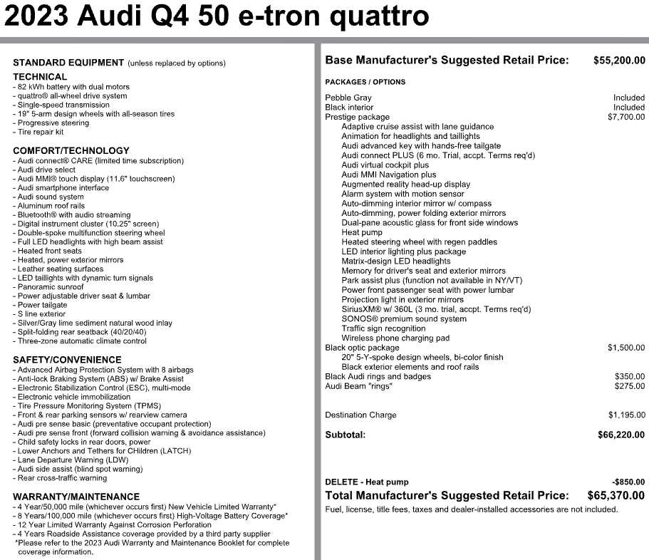 Used 2023 Audi Q4 e-tron Prestige 50 quattro