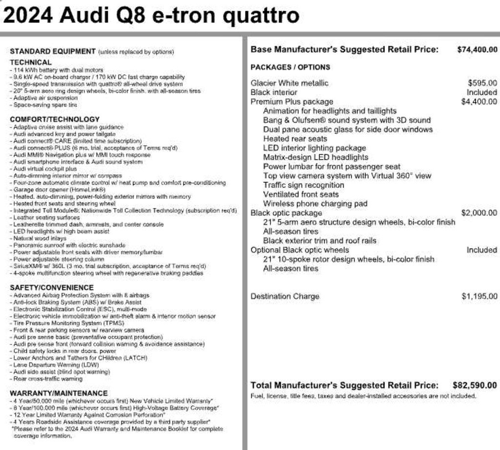 Used 2024 Audi Q8 e-tron Premium Plus quattro
