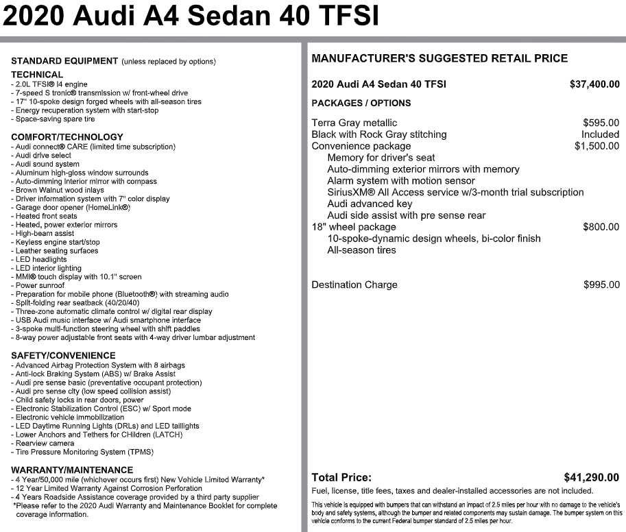 Used 2020 Audi A4 Sedan Premium 40 TFSI