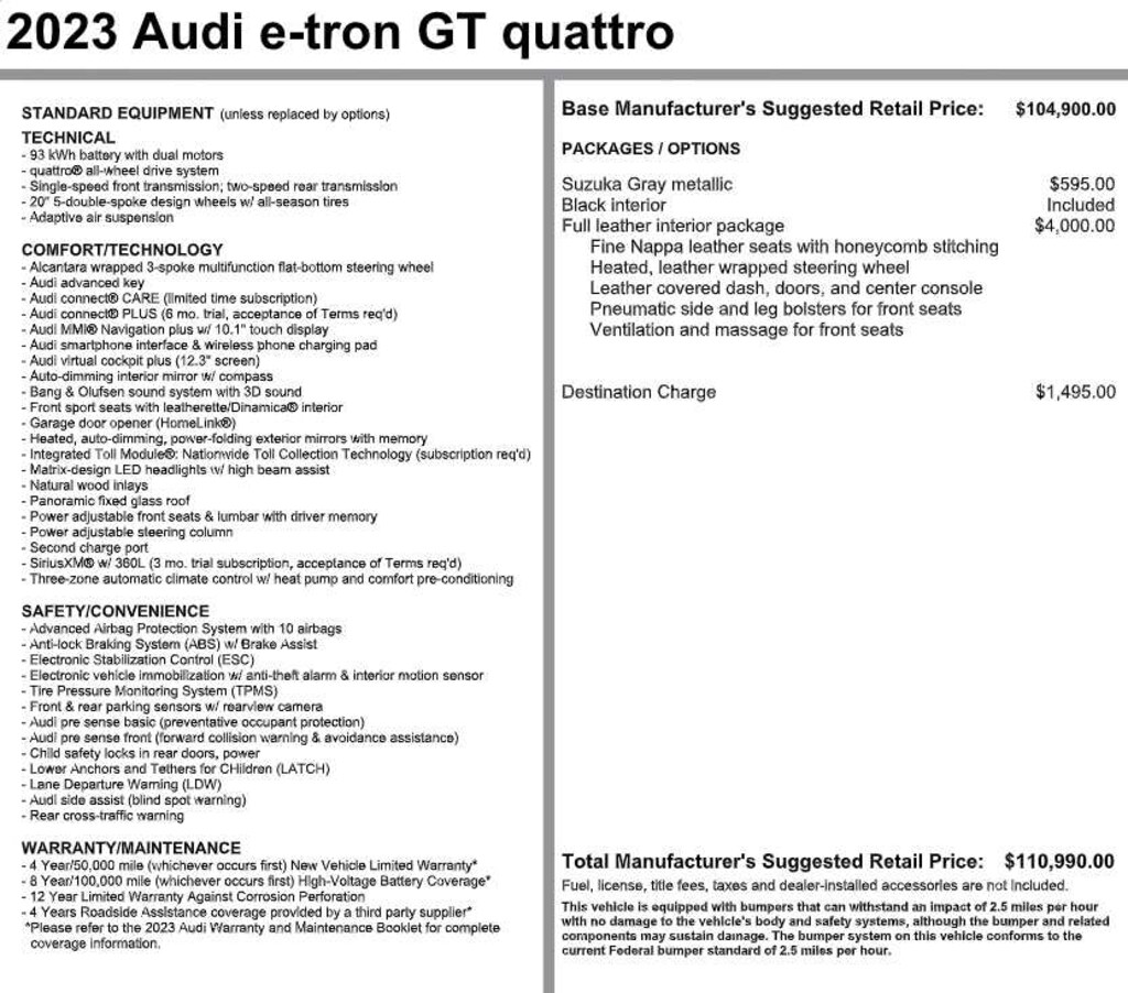 Used 2023 Audi e-tron GT Premium Plus quattro