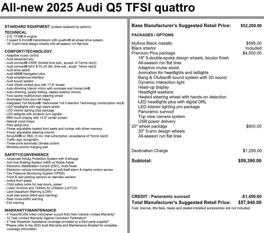 Certified 2025 Audi New Q5 Premium Plus 2.0 TFSI quattro