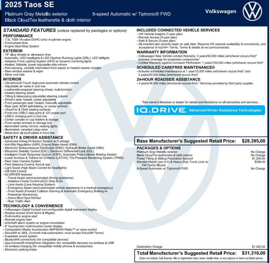 Used 2025 Volkswagen Taos SE FWD