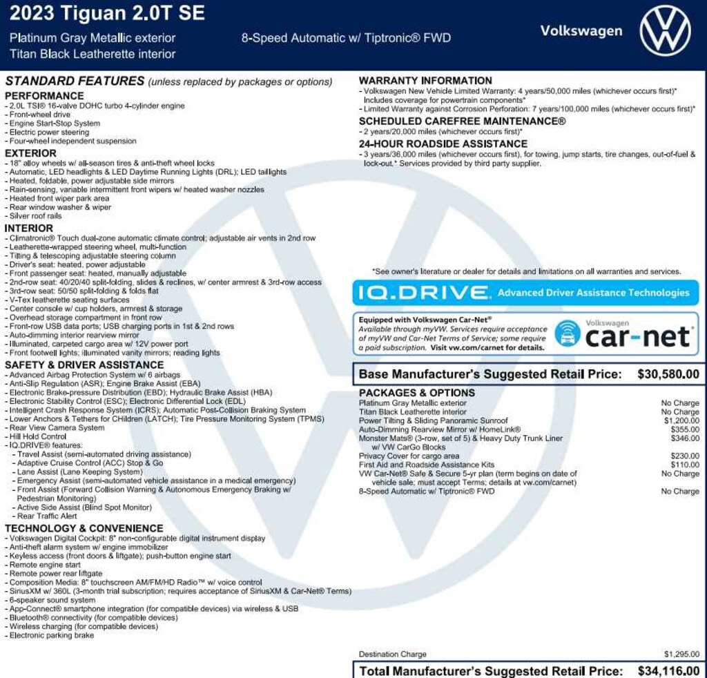 Used 2023 Volkswagen Tiguan SE 2.0T FWD
