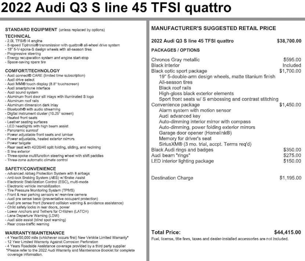 Used 2022 Audi Q3 S Line Premium 45 TFSI quattro