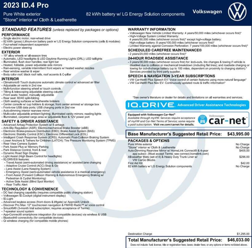 Used 2023 Volkswagen ID.4 Pro RWD w/LG Battery