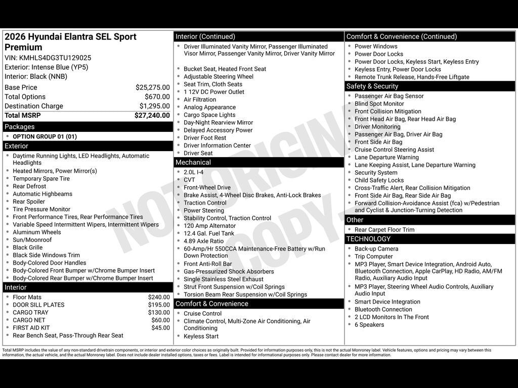 Used 2026 Hyundai Elantra SEL Sport Premium Sedan