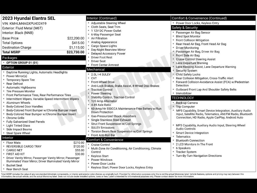 Used 2023 Hyundai Elantra SEL with VIN KMHLM4AGXPU432419 for sale in Newton, NJ
