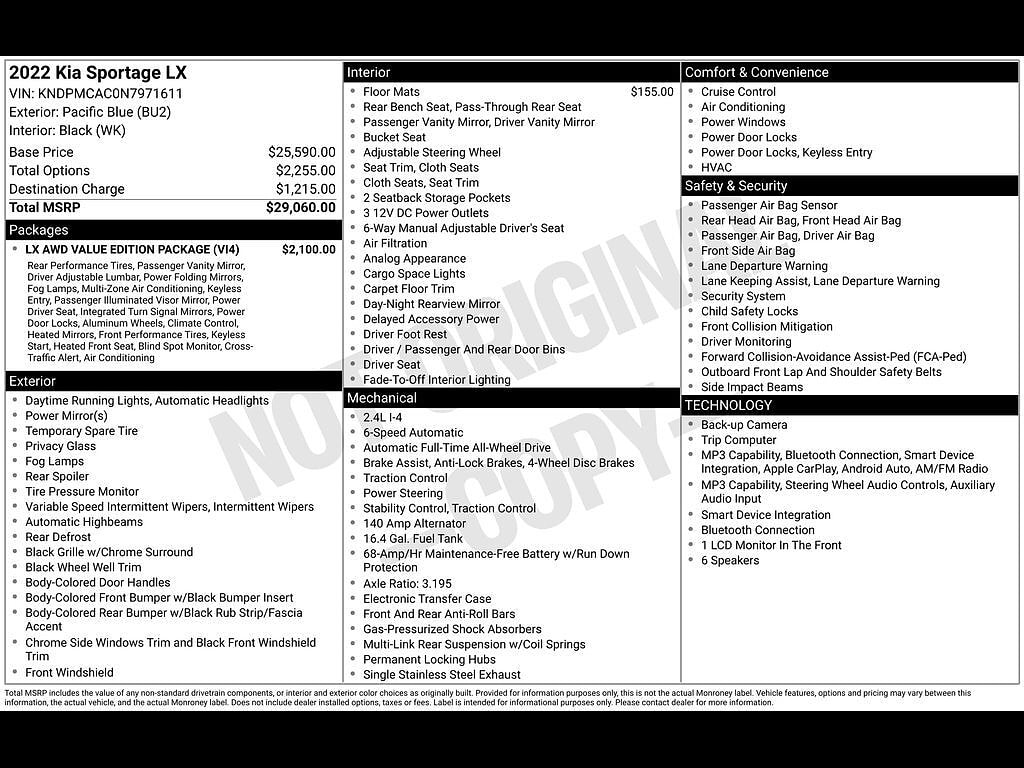 Certified 2022 Kia Sportage LX with VIN KNDPMCAC0N7971611 for sale in Newton, NJ