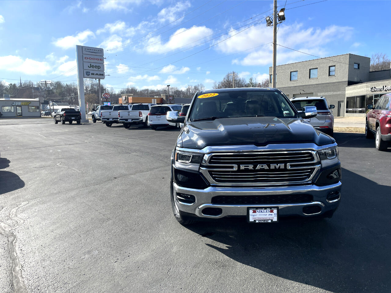 Used 2022 RAM Ram 1500 Pickup Laramie with VIN 1C6SRFJT0NN477393 for sale in Petersburg, IL