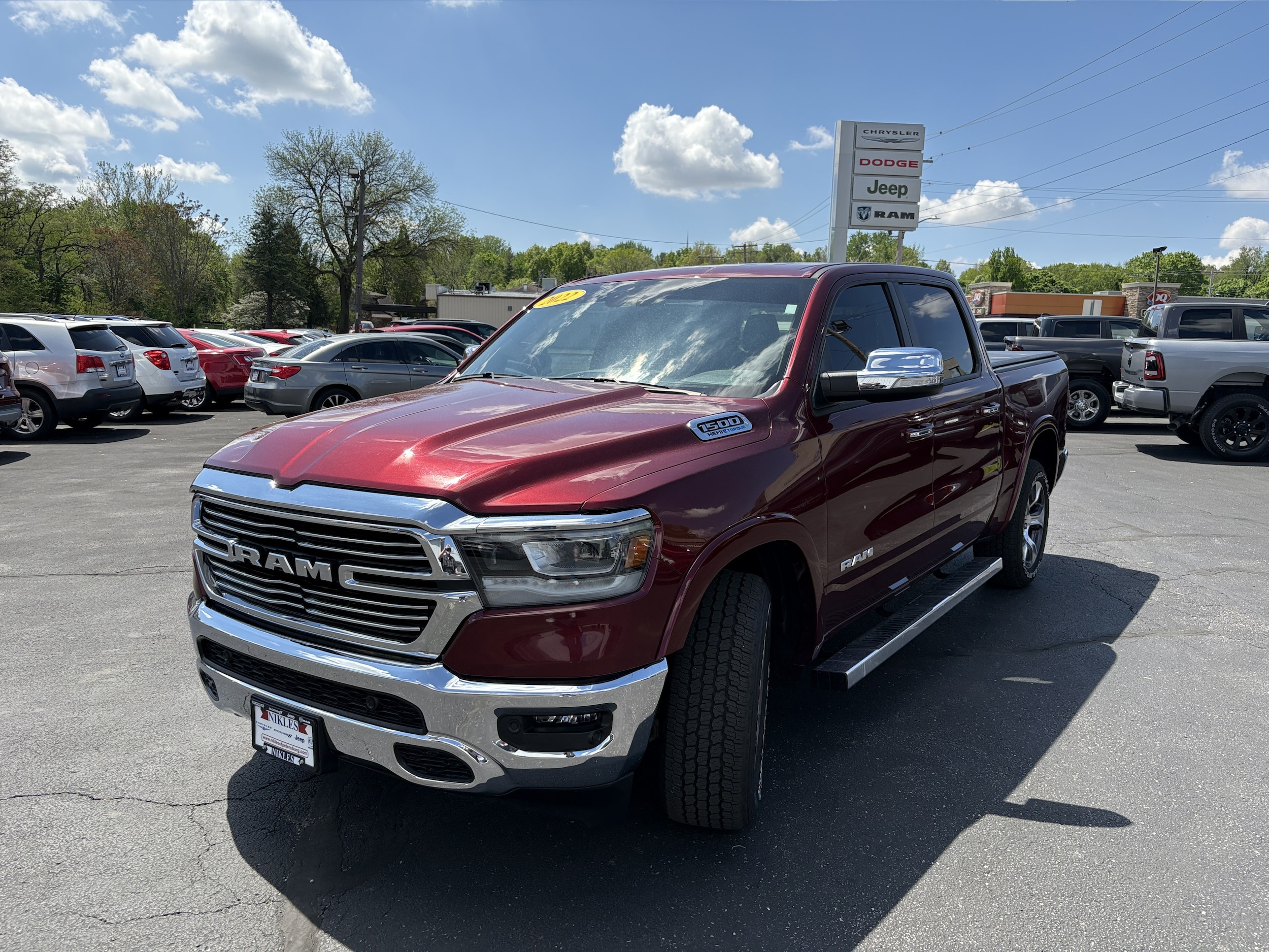 Used 2022 RAM Ram 1500 Pickup Laramie with VIN 1C6SRFJT7NN174644 for sale in Petersburg, IL
