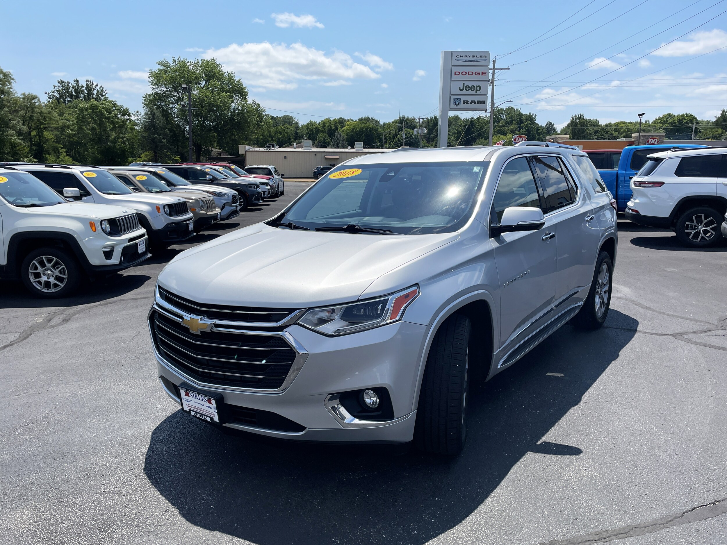 Used 2018 Chevrolet Traverse Premier with VIN 1GNEVJKW5JJ213785 for sale in Petersburg, IL