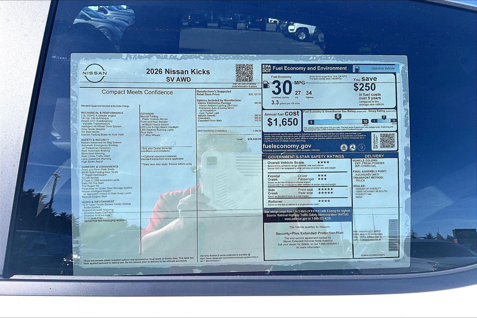 2026 Nissan KICKS SV AWD | CarEdge | CarEdge