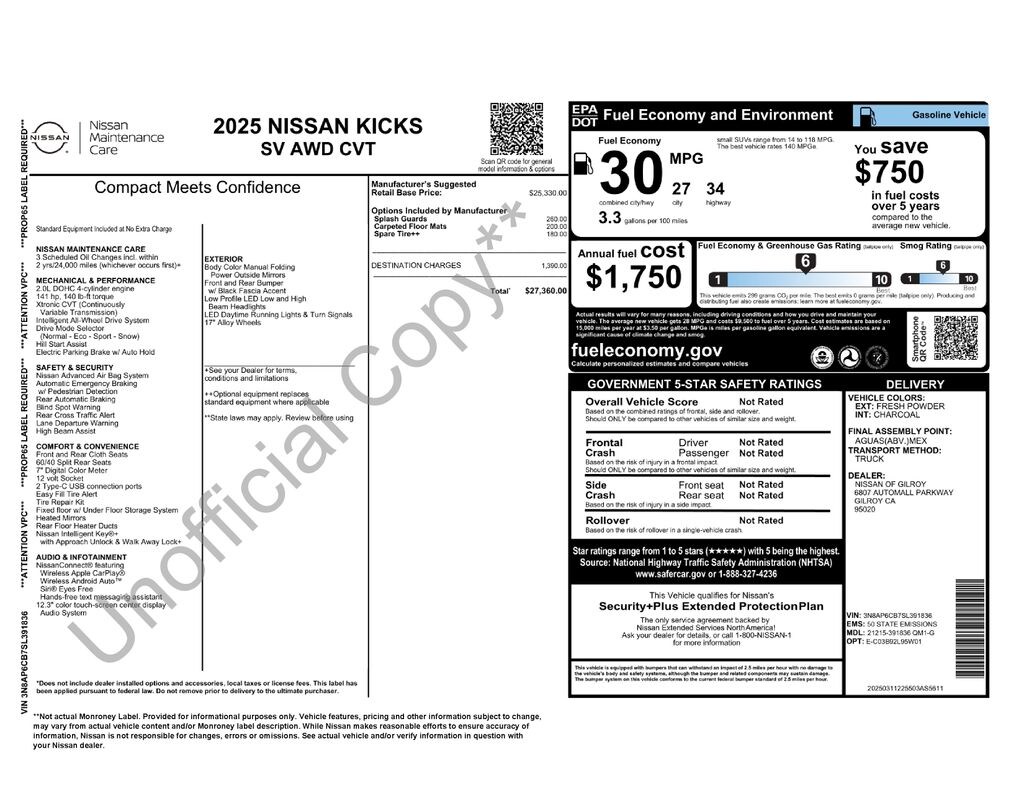 New 2025 Nissan Kicks SV SUV