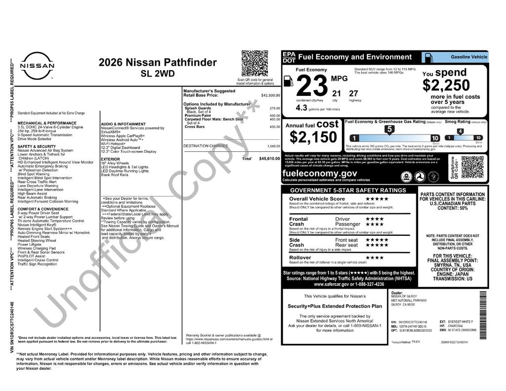 New 2026 Nissan Pathfinder SL SUV