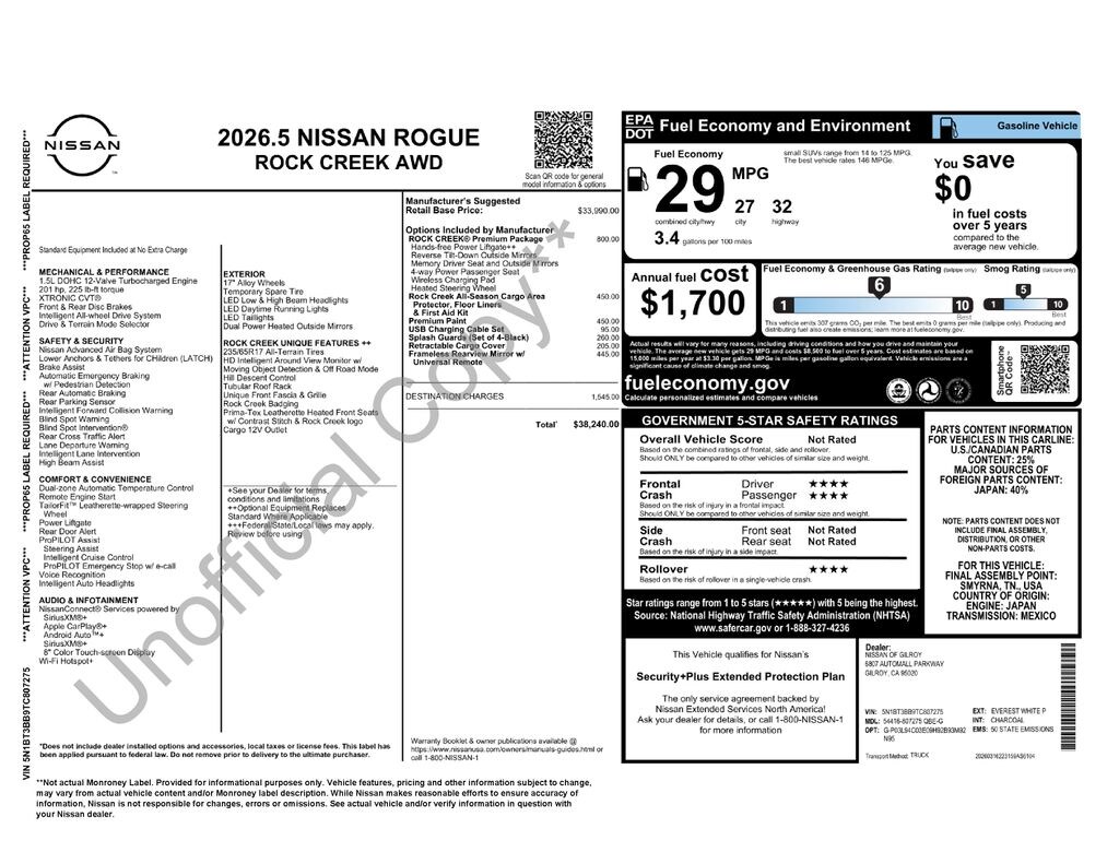 New 2026 Nissan Rogue Rock Creek SUV