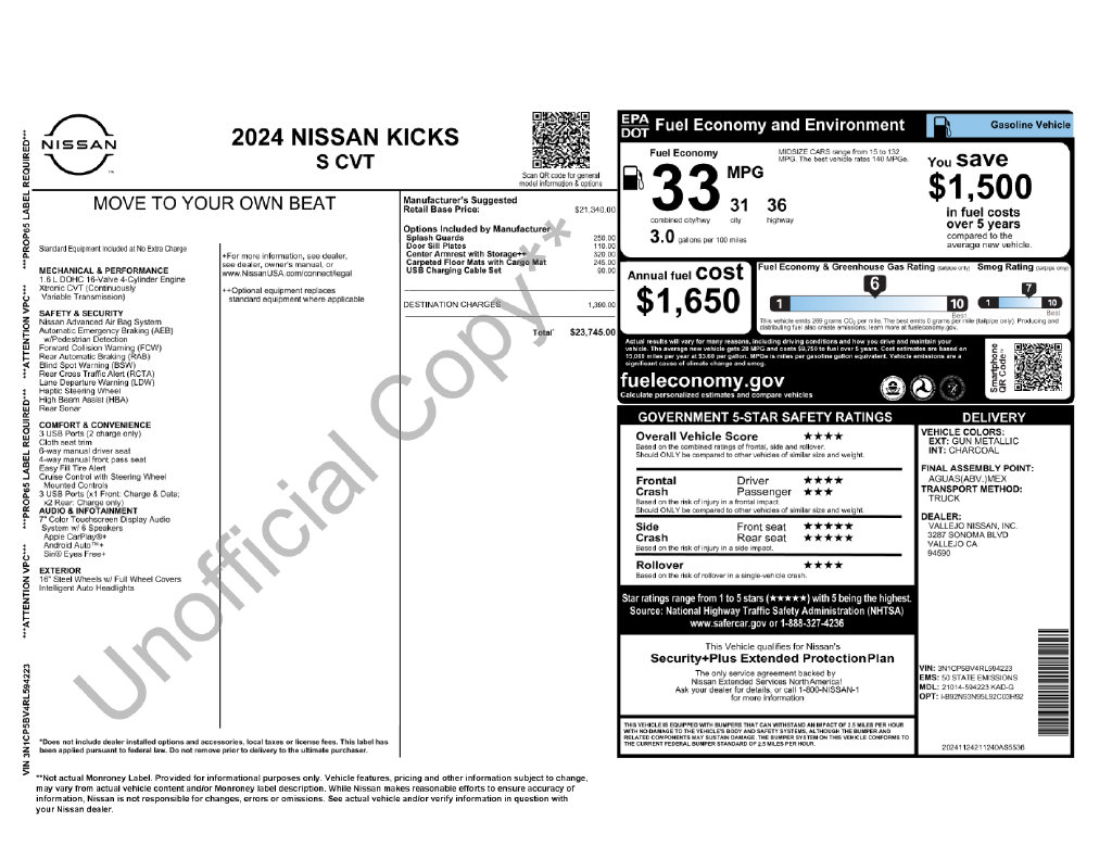 Certified 2024 Nissan Kicks S SUV