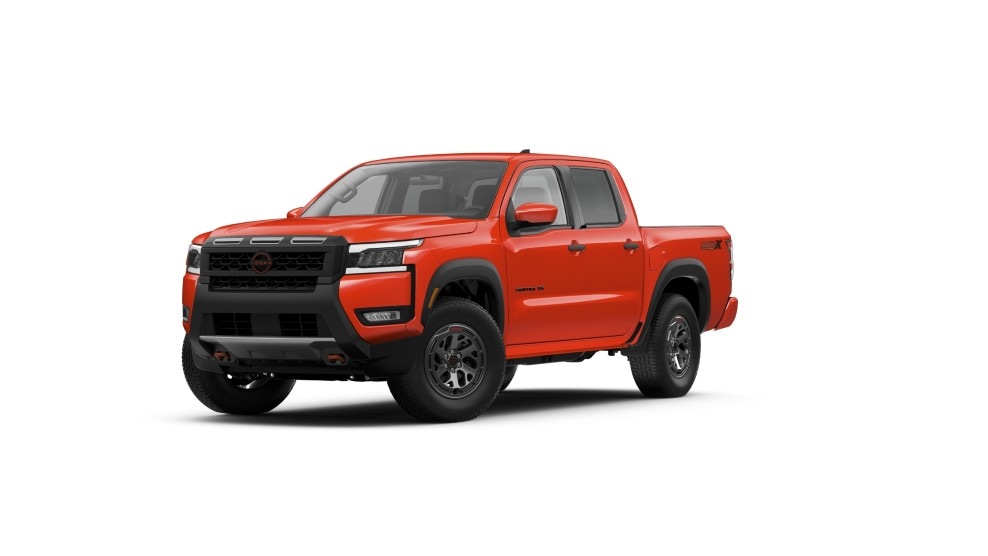 2027 Nissan Frontier Crew Cab PRO-X shown in Afterburn Orange