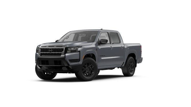 2027 Nissan Frontier SV Crew Cab Dark Armor shown in Boulder Gray Pearl