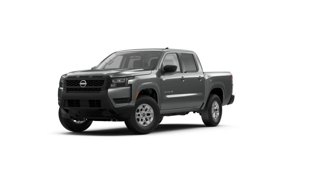 2027 Nissan Frontier S Crew Cab shown in Gun Metallic