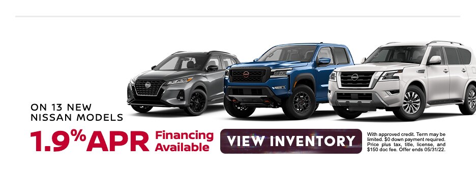 1.9% APR Financing available on new Nissans
