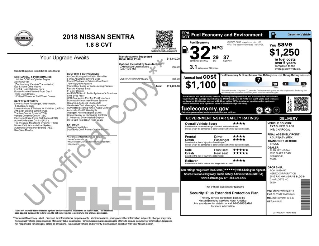 2018 Nissan Sentra S CVT's photo
