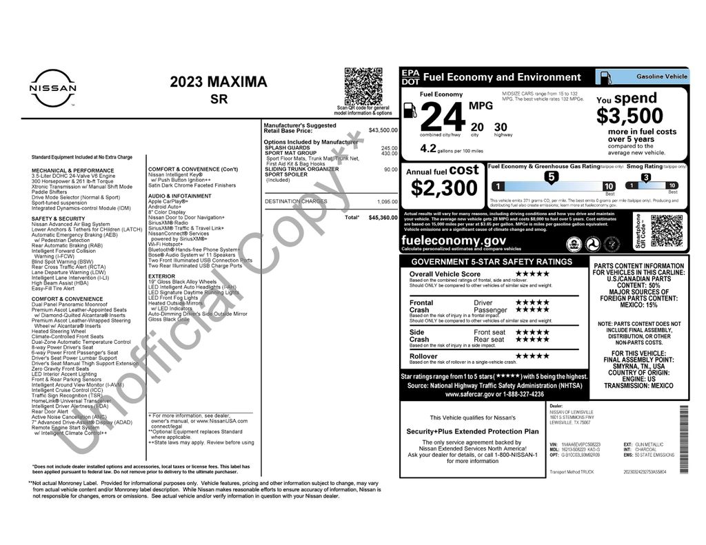 2023 Nissan Maxima SR's photo