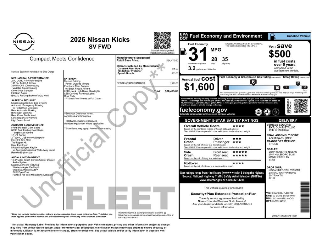 Certified 2026 Nissan Kicks SV SUV