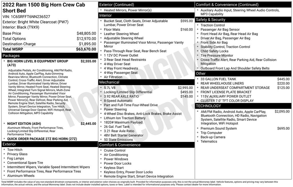 2022 RAM 1500 Big Horn/Lone Star 4x4 Crew Cab 5'7's photo