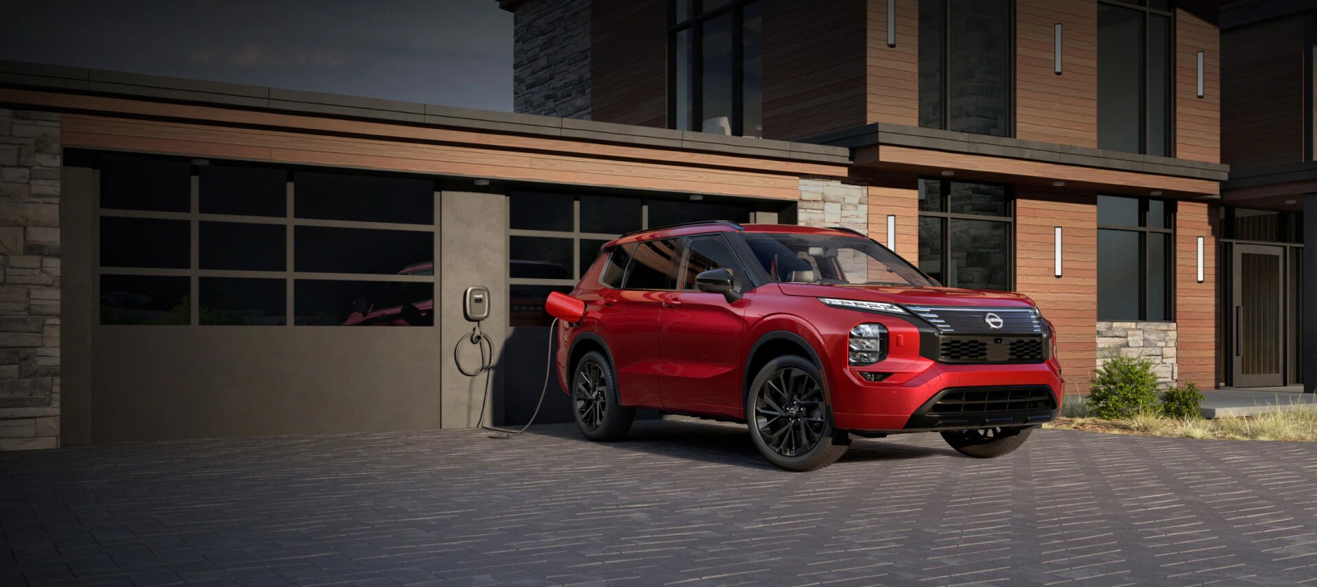 The new 2026 Nissan Rogue PHEV parked outside of a home