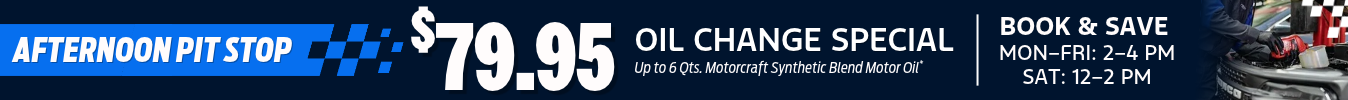 $79.95 Afternoon Pit Stop Oil Change Special | Book & Save During Select Times