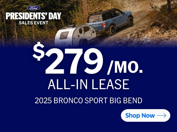 2025 Bronco Sport: $279/mo. All-In Lease