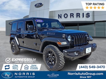Featured used 2021 Jeep Wrangler Unlimited Willys SUV for sale in Laurel, MD
