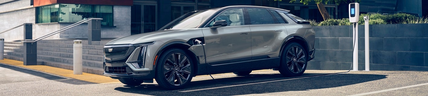 Cadillac Lyriq charging at charging station
