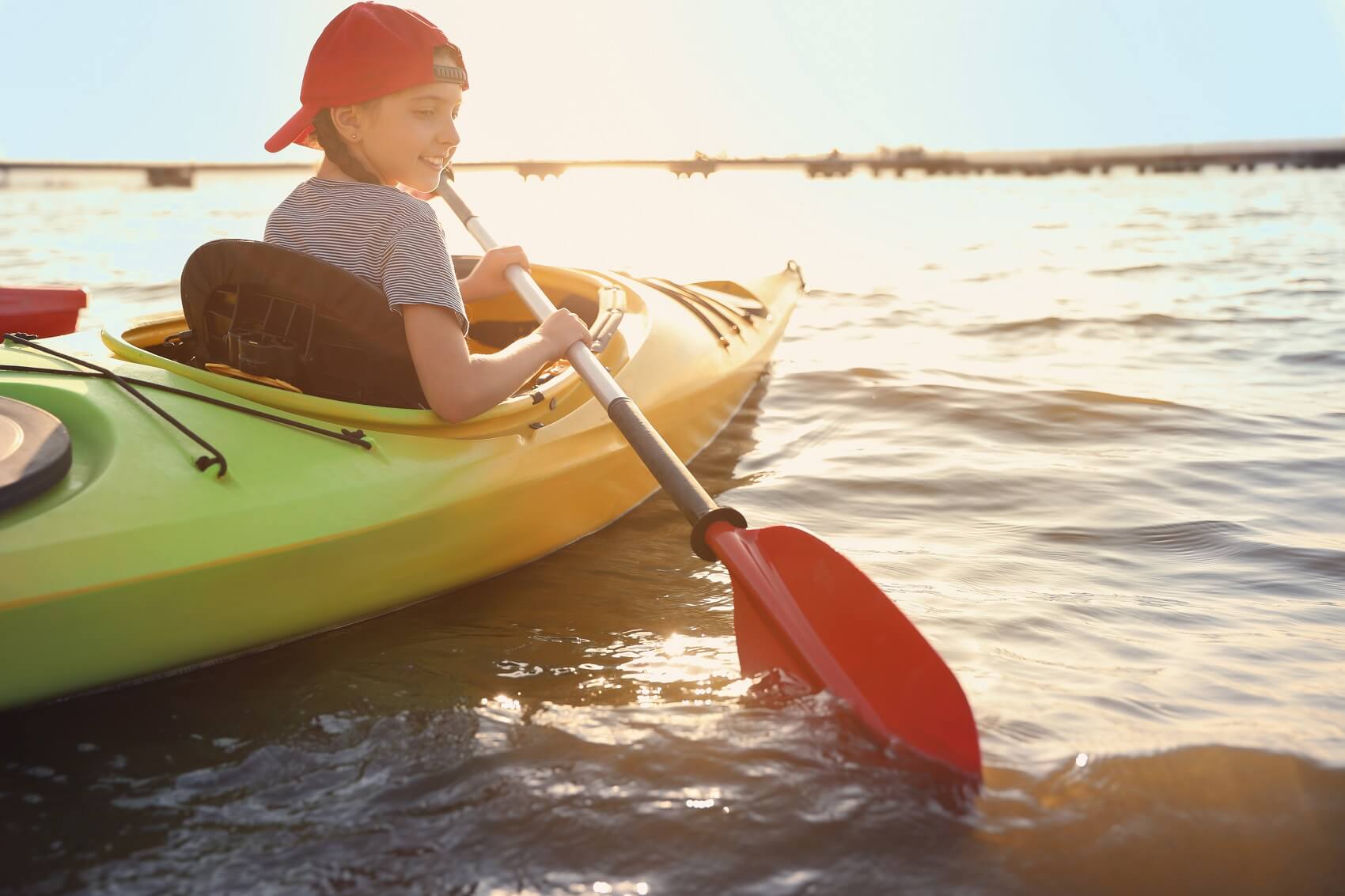 Child kayaking in Poway CA