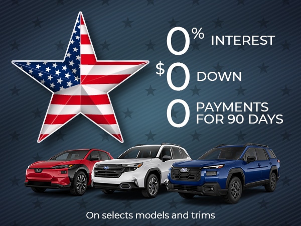 Memorial Day - 0% Interest, $0 Down, 0 Payments for 90 Days