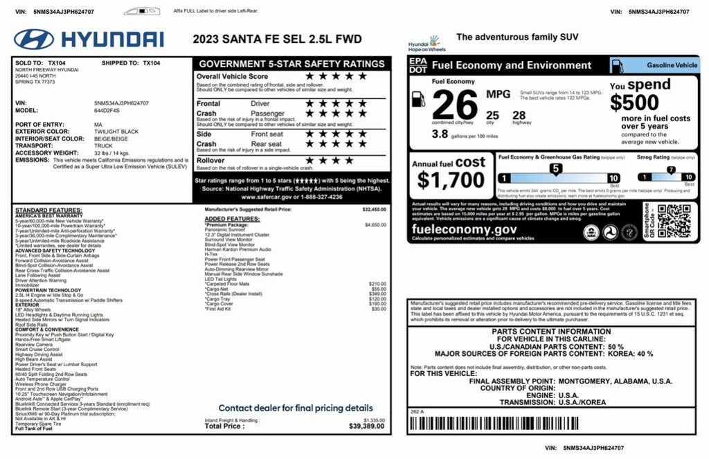 Used 2023 Hyundai Santa Fe SEL SUV