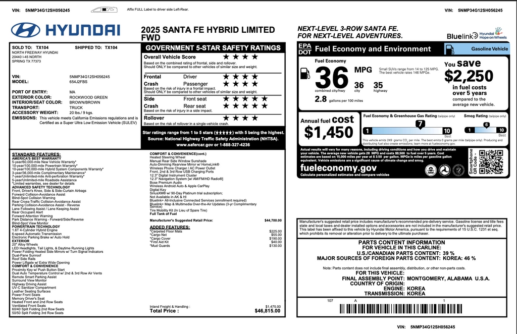Certified 2025 Hyundai Santa Fe Hybrid Limited SUV