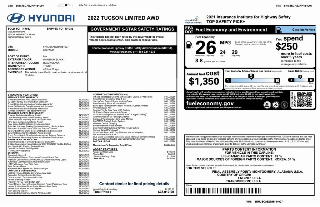 Used 2022 Hyundai Tucson Limited SUV