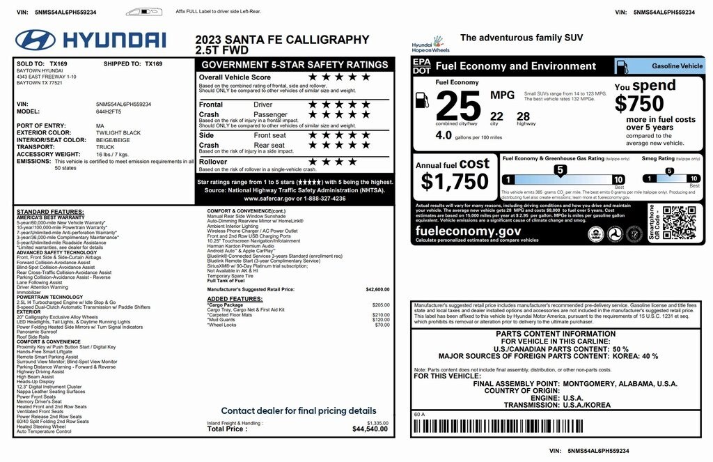 Used 2023 Hyundai Santa Fe Calligraphy SUV