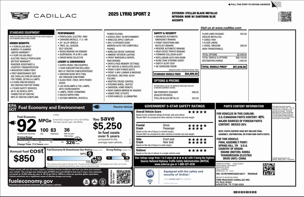 Used 2025 CADILLAC LYRIQ Sport w/1SJ SUV