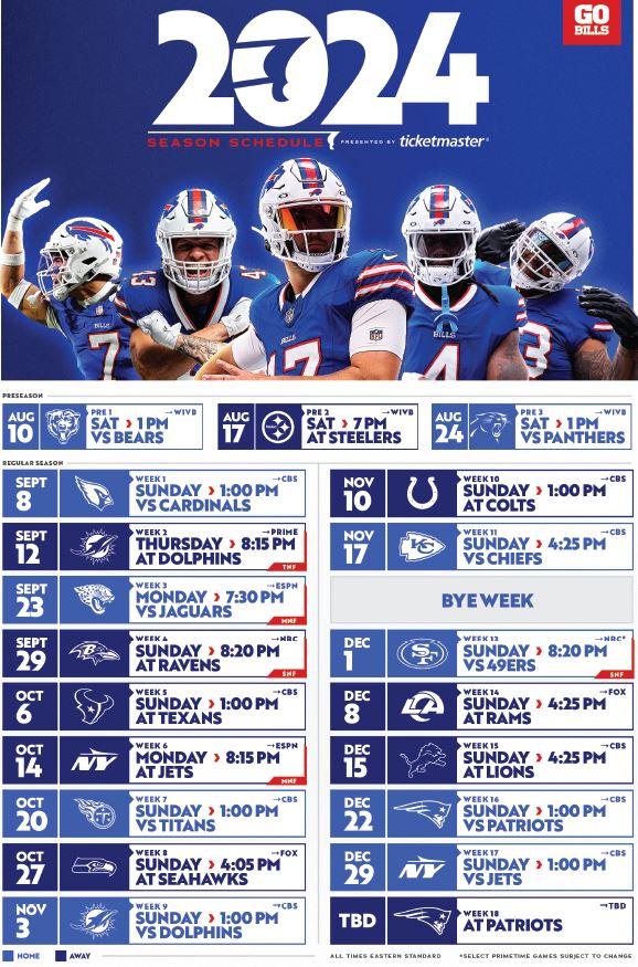 20242025 Buffalo Bills Schedule Northtown Automotive Companies